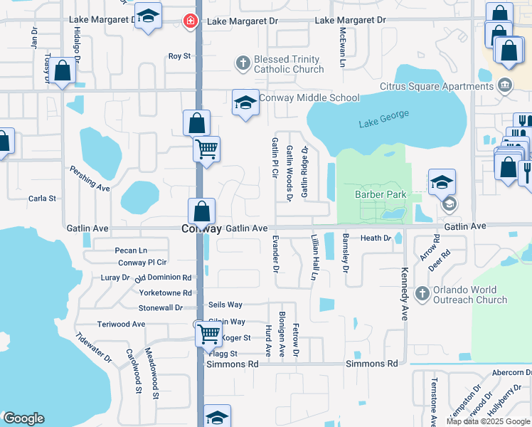 map of restaurants, bars, coffee shops, grocery stores, and more near 3864 Oyster Court in Orlando