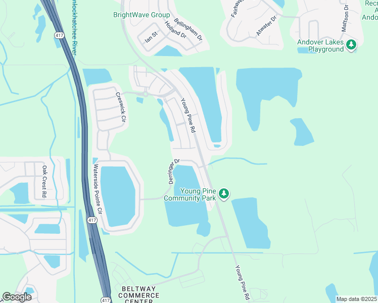 map of restaurants, bars, coffee shops, grocery stores, and more near 10446 Manderley Way in Orlando
