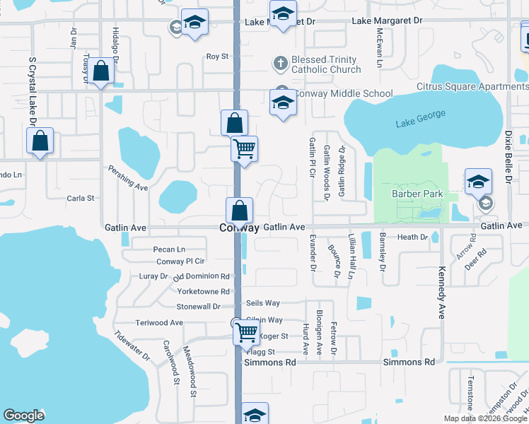 map of restaurants, bars, coffee shops, grocery stores, and more near 3851 Landlubber Street in Orlando