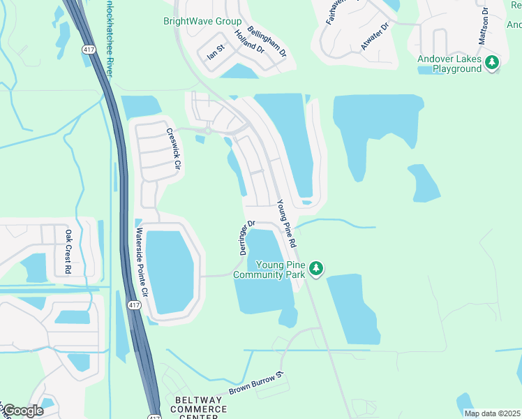 map of restaurants, bars, coffee shops, grocery stores, and more near 10713 Derringer Drive in Orlando