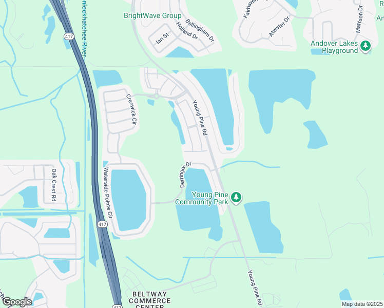 map of restaurants, bars, coffee shops, grocery stores, and more near 10713 Derringer Drive in Orlando