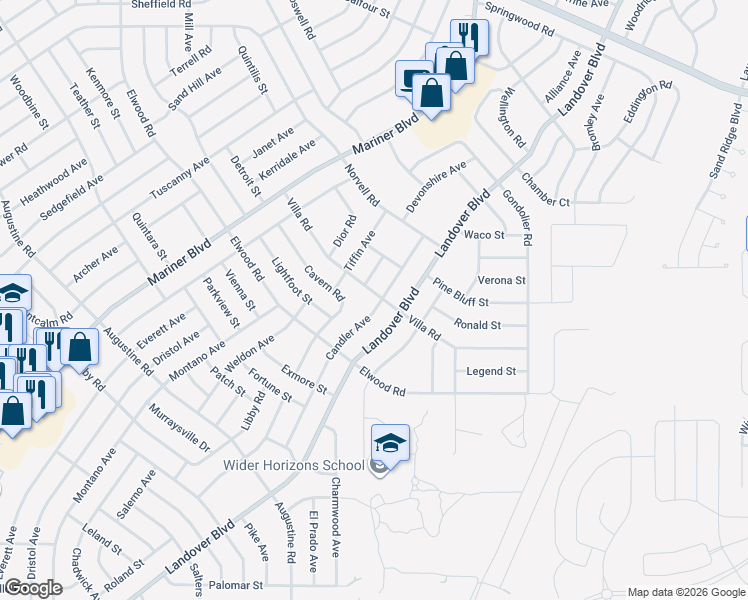 map of restaurants, bars, coffee shops, grocery stores, and more near 12090 Villa Road in Spring Hill