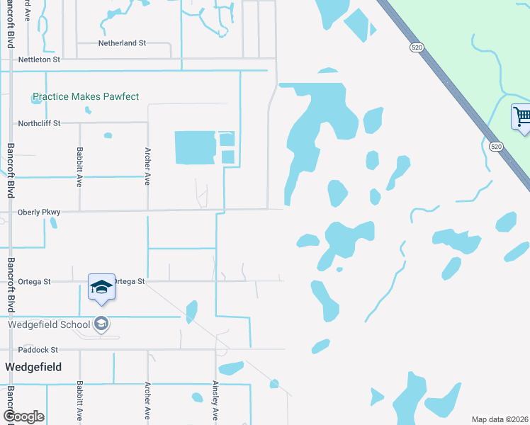 map of restaurants, bars, coffee shops, grocery stores, and more near 20924 Oberly Parkway in Orlando