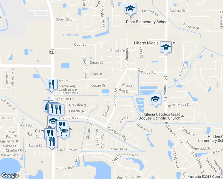 map of restaurants, bars, coffee shops, grocery stores, and more near 4078 Vanet Court in Orlando