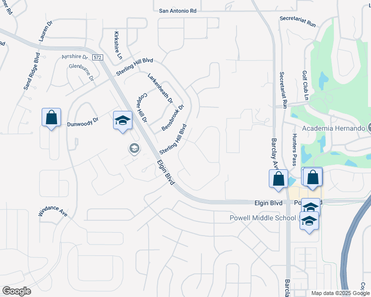 map of restaurants, bars, coffee shops, grocery stores, and more near 4388 Canongate Court in Spring Hill