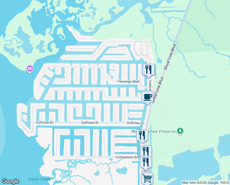 map of restaurants, bars, coffee shops, grocery stores, and more near 3584 Gulf Coast Drive in Hernando Beach