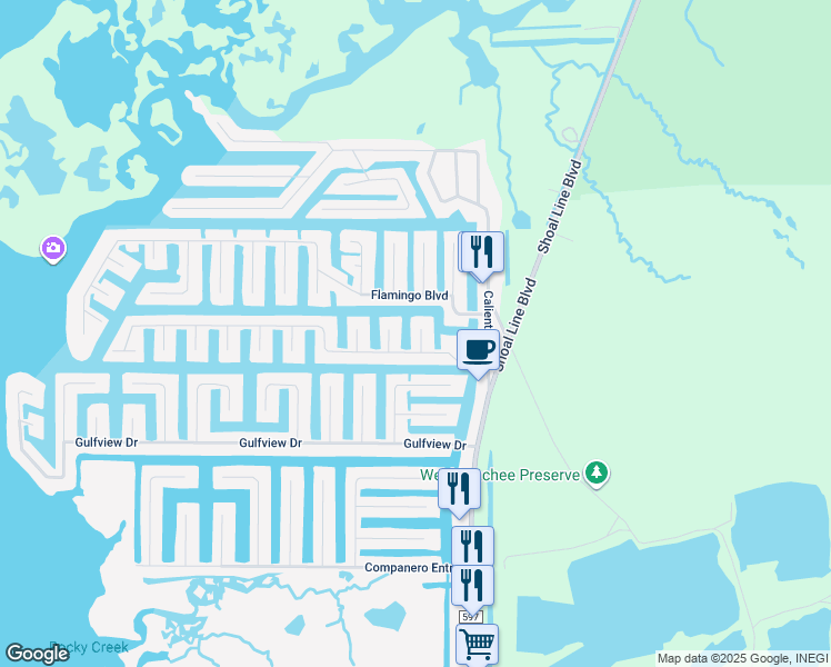 map of restaurants, bars, coffee shops, grocery stores, and more near 4391 1st Isle Drive in Hernando Beach