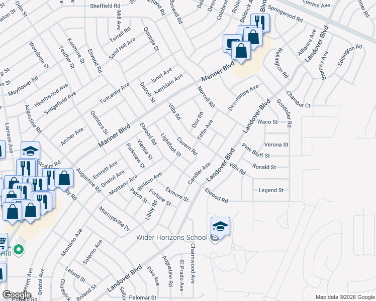 map of restaurants, bars, coffee shops, grocery stores, and more near 4305 Lightfoot Street in Brooksville