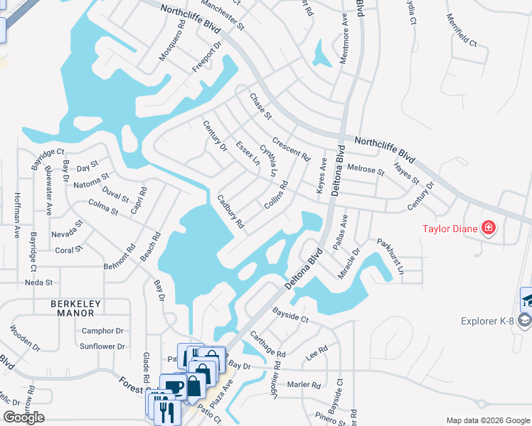 map of restaurants, bars, coffee shops, grocery stores, and more near 4428 Crescent Road in Spring Hill