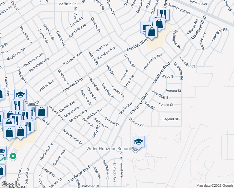 map of restaurants, bars, coffee shops, grocery stores, and more near 12029 Cavern Road in Spring Hill