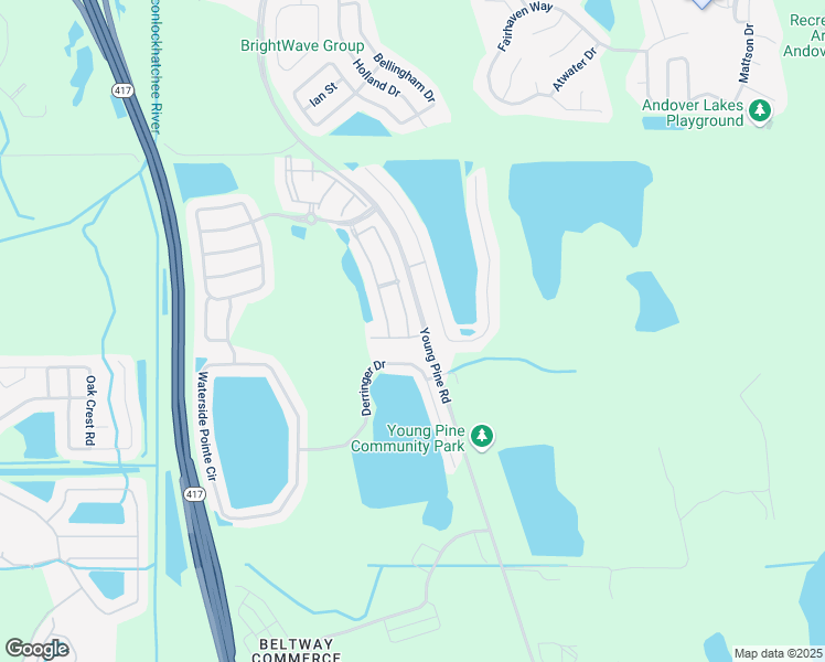 map of restaurants, bars, coffee shops, grocery stores, and more near 3635 Wilshire Way Road in Orlando