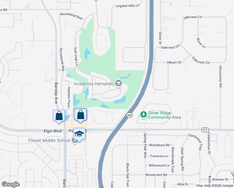 map of restaurants, bars, coffee shops, grocery stores, and more near 15011 Middle Fairway Drive in Brooksville