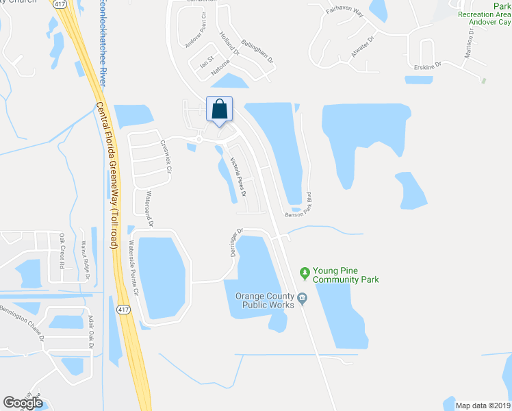 map of restaurants, bars, coffee shops, grocery stores, and more near 3635 Wilshire Way Road in Orlando