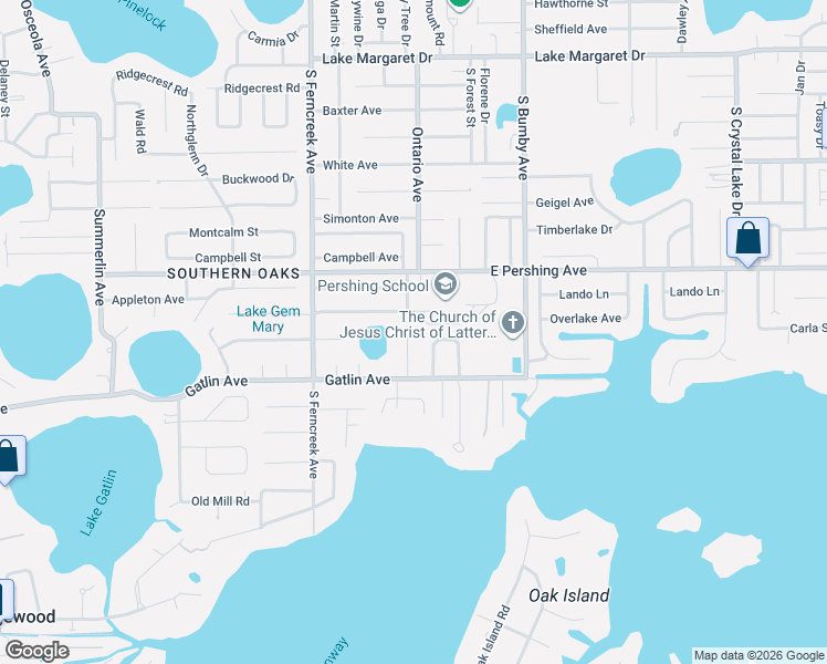 map of restaurants, bars, coffee shops, grocery stores, and more near 1728 Overlake Avenue in Orlando