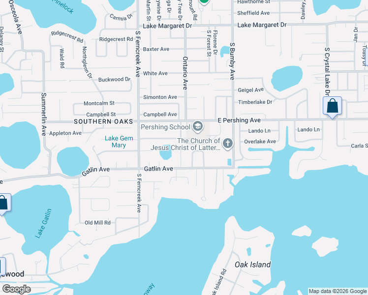 map of restaurants, bars, coffee shops, grocery stores, and more near 1728 Overlake Avenue in Orlando