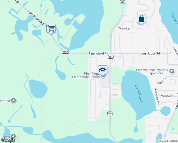 map of restaurants, bars, coffee shops, grocery stores, and more near 10445 Vista Pines Loop in Clermont