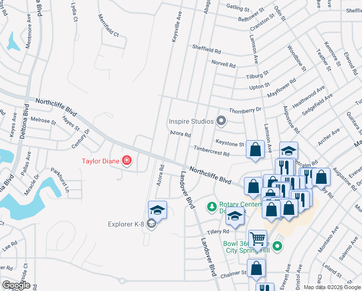 map of restaurants, bars, coffee shops, grocery stores, and more near 4366 Merchant Avenue in Spring Hill