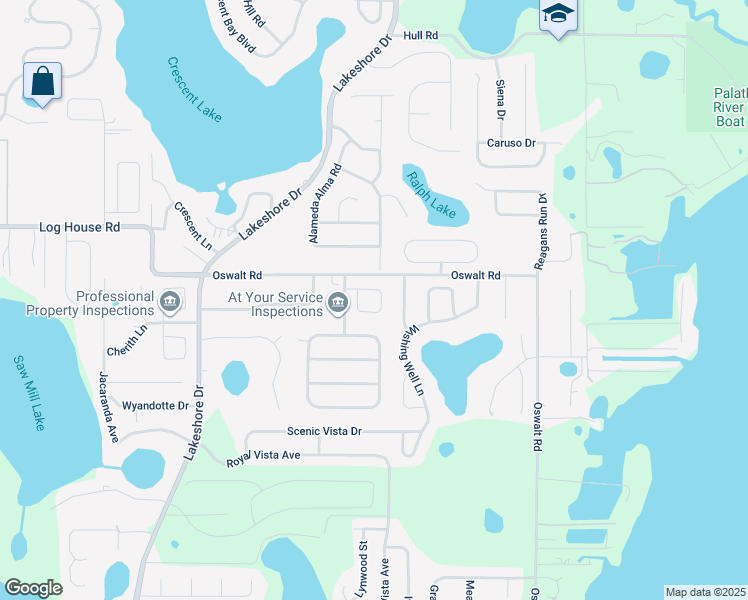 map of restaurants, bars, coffee shops, grocery stores, and more near 11434 Patrico Loop in Clermont
