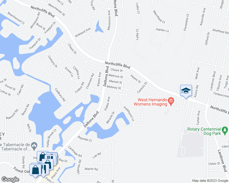 map of restaurants, bars, coffee shops, grocery stores, and more near 9503 Century Drive in Spring Hill