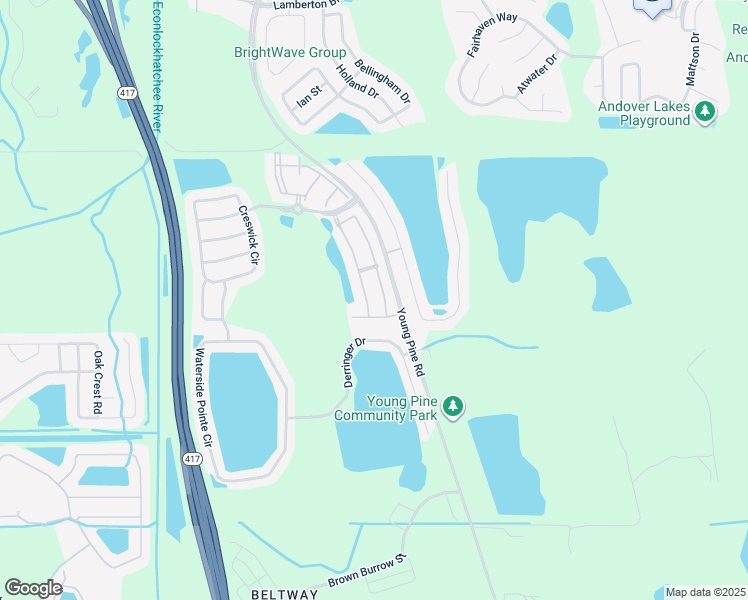 map of restaurants, bars, coffee shops, grocery stores, and more near 3538 Victoria Pines Drive in Orlando
