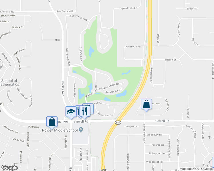 map of restaurants, bars, coffee shops, grocery stores, and more near 14467 Middle Fairway Drive in Spring Hill