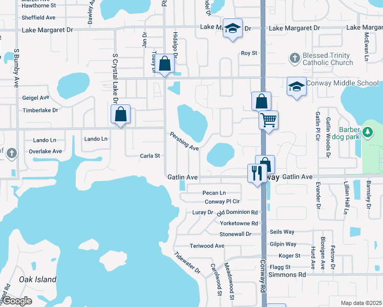map of restaurants, bars, coffee shops, grocery stores, and more near 4512 Longworth Drive in Orlando