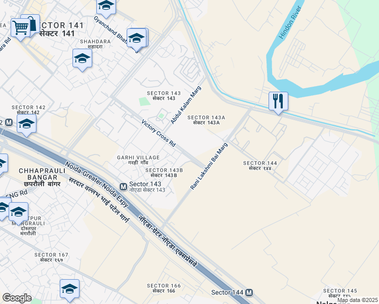 map of restaurants, bars, coffee shops, grocery stores, and more near in Noida