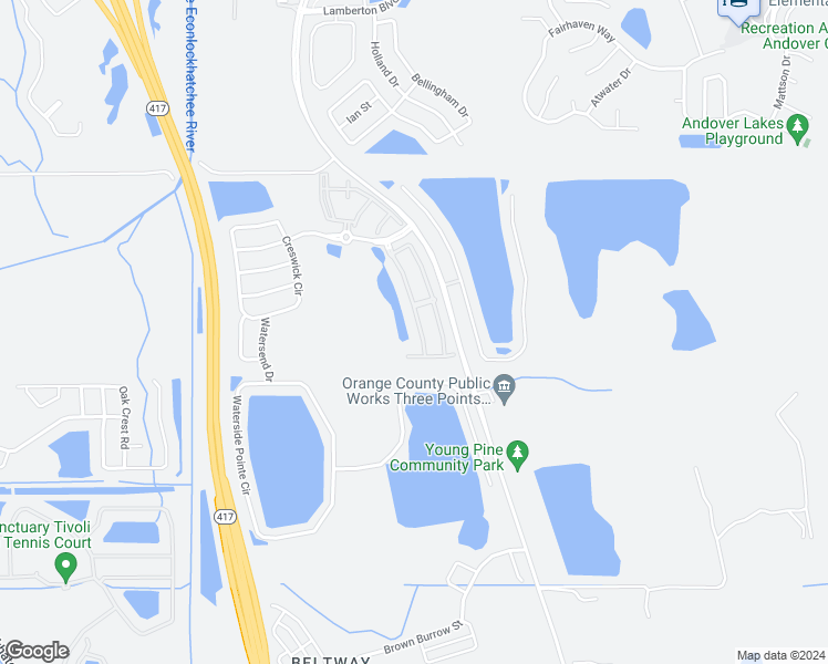 map of restaurants, bars, coffee shops, grocery stores, and more near 3546 Victoria Pines Drive in Orlando