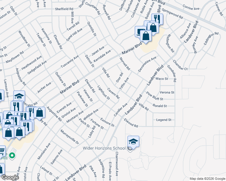 map of restaurants, bars, coffee shops, grocery stores, and more near 12037 Cavern Road in Spring Hill