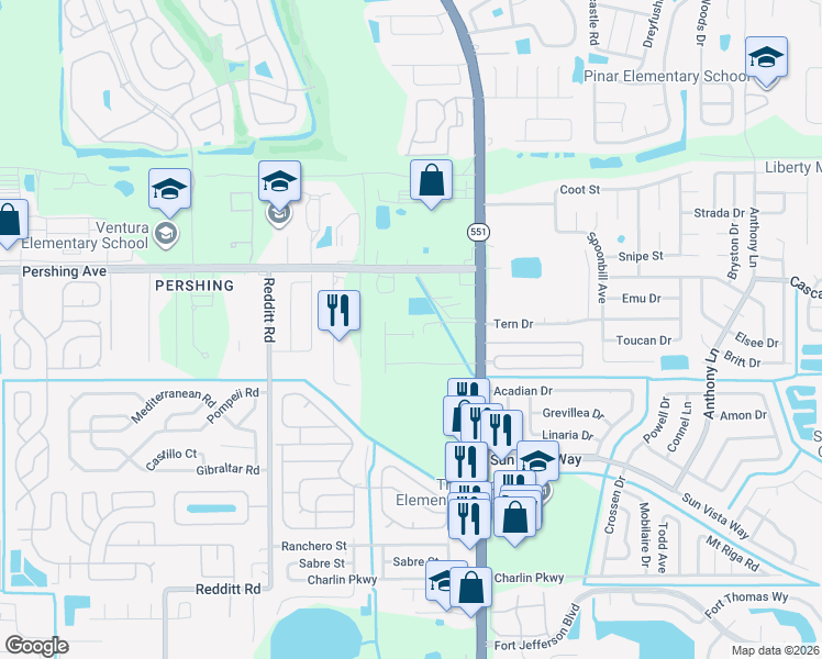 map of restaurants, bars, coffee shops, grocery stores, and more near 4339 Peace Lily Drive in Orlando