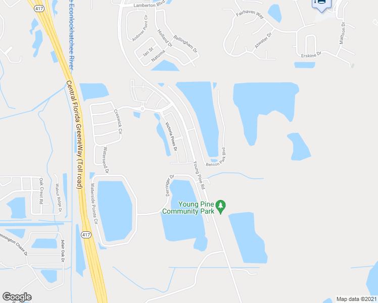 map of restaurants, bars, coffee shops, grocery stores, and more near 3635 Wilshire Way Road in Orlando