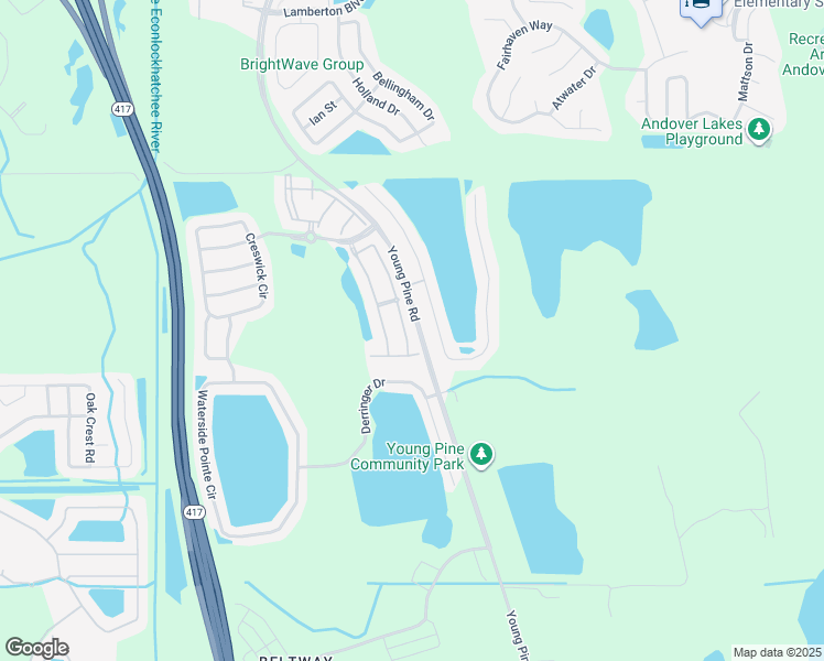 map of restaurants, bars, coffee shops, grocery stores, and more near 3635 Wilshire Way Road in Orlando