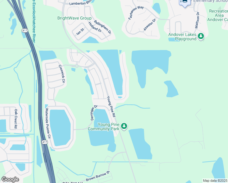 map of restaurants, bars, coffee shops, grocery stores, and more near 3481 Benson Park Boulevard in Orlando