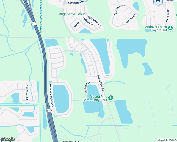 map of restaurants, bars, coffee shops, grocery stores, and more near 3538 Victoria Pines Drive in Orlando