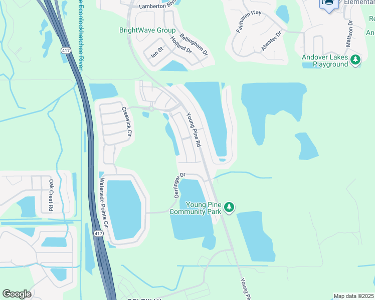 map of restaurants, bars, coffee shops, grocery stores, and more near 3538 Victoria Pines Drive in Orlando