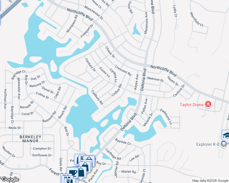 map of restaurants, bars, coffee shops, grocery stores, and more near 4449 Collins Road in Spring Hill