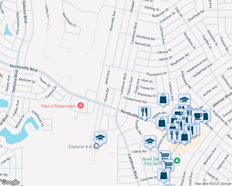 map of restaurants, bars, coffee shops, grocery stores, and more near 4366 Merchant Ave in Spring Hill