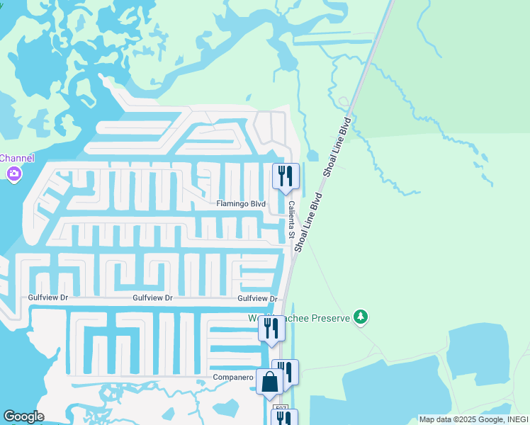 map of restaurants, bars, coffee shops, grocery stores, and more near 4092 Flamingo Boulevard in Hernando Beach