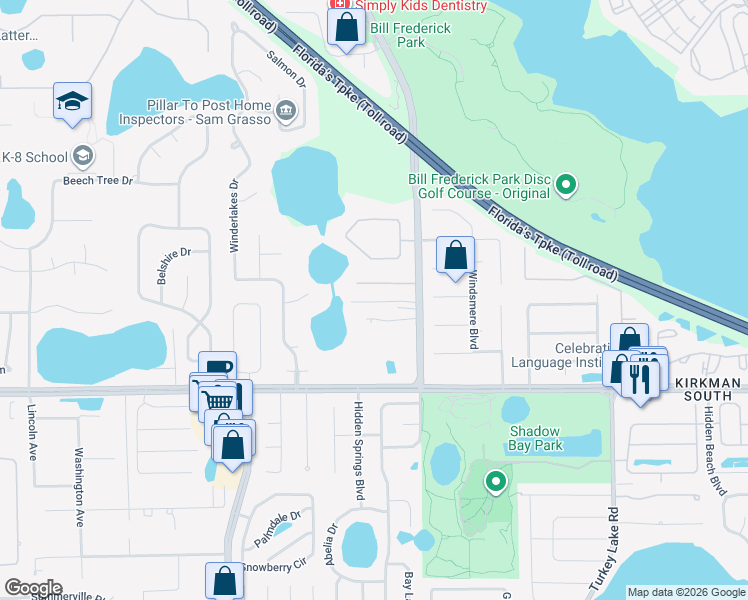 map of restaurants, bars, coffee shops, grocery stores, and more near 4428 South Hiawassee Road in Orlando