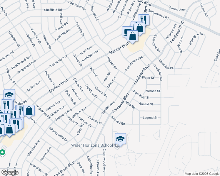 map of restaurants, bars, coffee shops, grocery stores, and more near 12057 Villa Road in Spring Hill