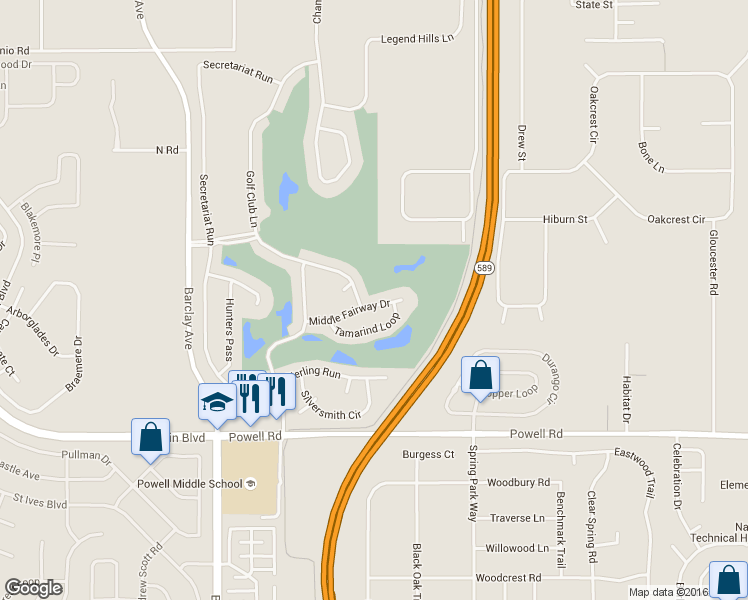map of restaurants, bars, coffee shops, grocery stores, and more near 15011 Middle Fairway Drive in Brooksville
