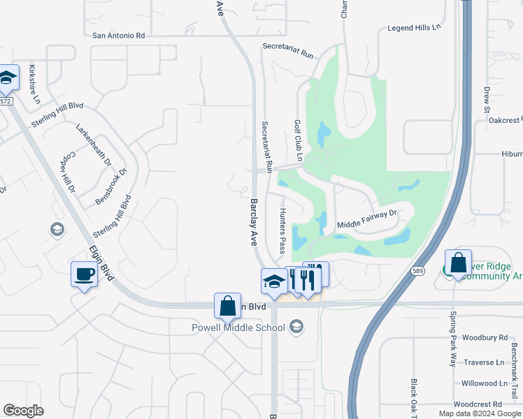 map of restaurants, bars, coffee shops, grocery stores, and more near 4575 Secretariat Run in Brooksville