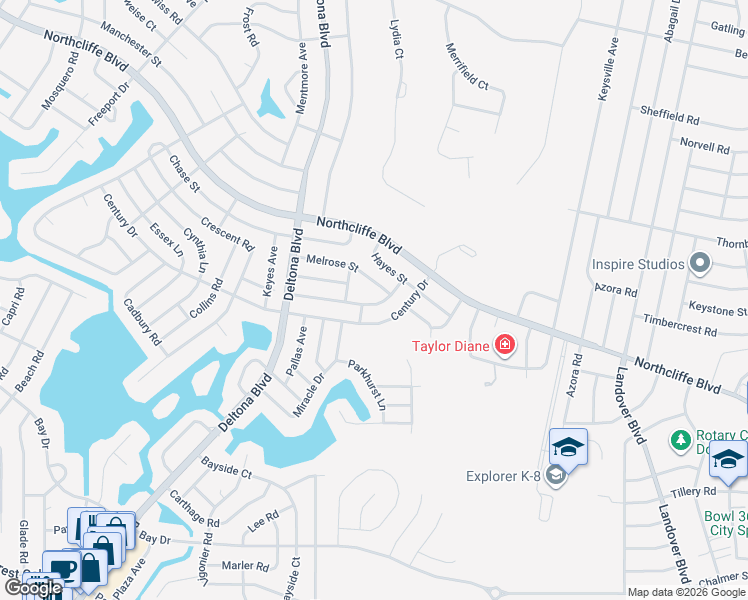 map of restaurants, bars, coffee shops, grocery stores, and more near 9469 Midway Street in Spring Hill