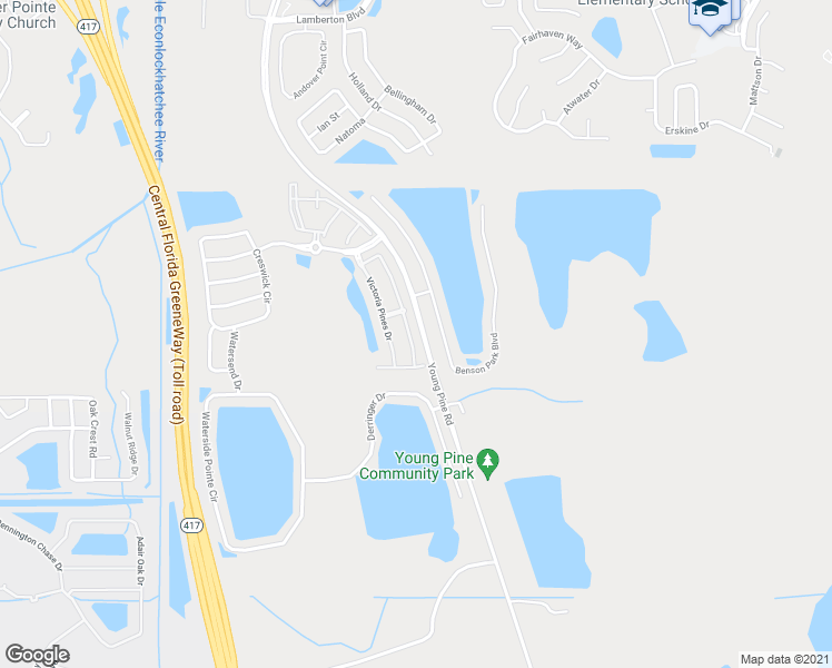 map of restaurants, bars, coffee shops, grocery stores, and more near 3635 Wilshire Way Road in Orlando
