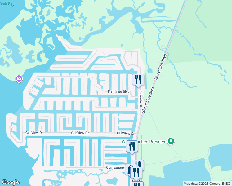 map of restaurants, bars, coffee shops, grocery stores, and more near 4030 Flamingo Boulevard in Hernando Beach