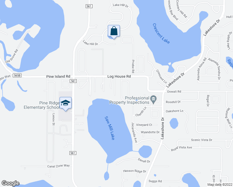 map of restaurants, bars, coffee shops, grocery stores, and more near 10412 Paradise Bay Court in Clermont