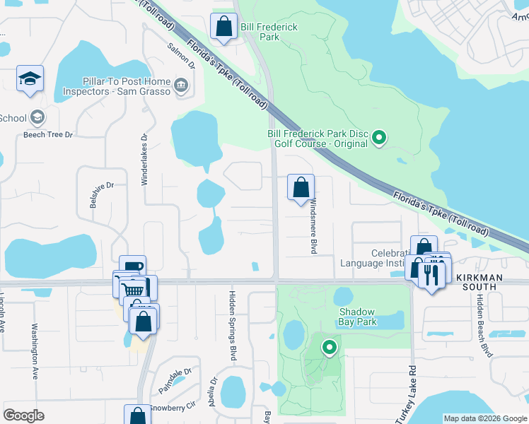 map of restaurants, bars, coffee shops, grocery stores, and more near 7616 San Remo Place in Orlando