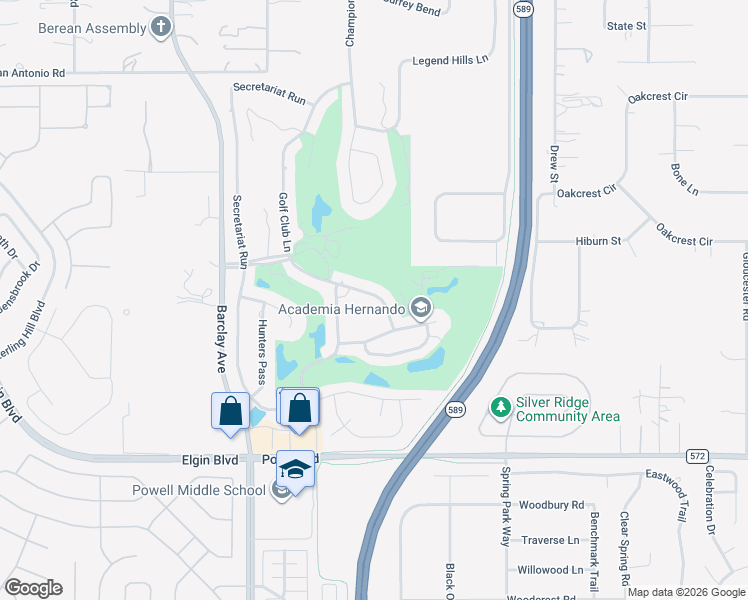 map of restaurants, bars, coffee shops, grocery stores, and more near 4500 Golf Club Lane in Brooksville