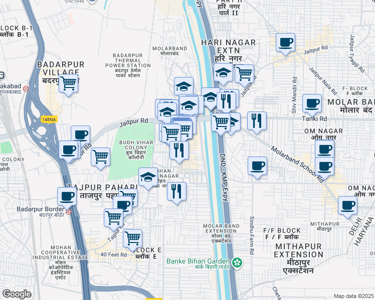 map of restaurants, bars, coffee shops, grocery stores, and more near 27B Street Number 17 B in New Delhi