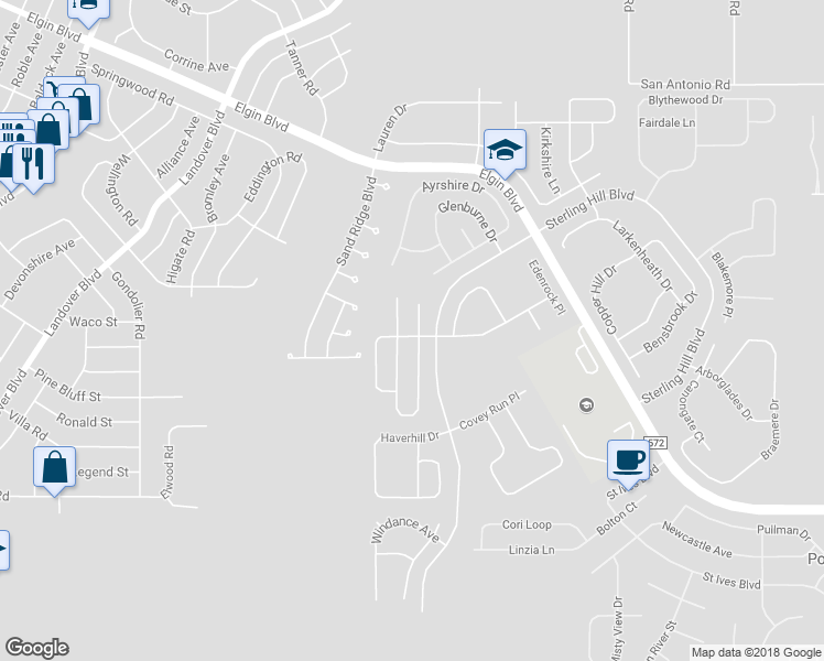 map of restaurants, bars, coffee shops, grocery stores, and more near 4317 Knollcrest Court in Spring Hill